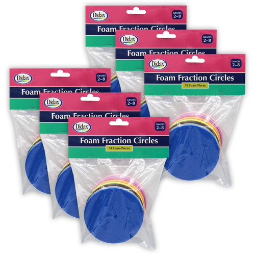 Didax Easyshapes Foam Fraction Circles, 51 Pieces Per Set, 6 Sets DD-2485-6