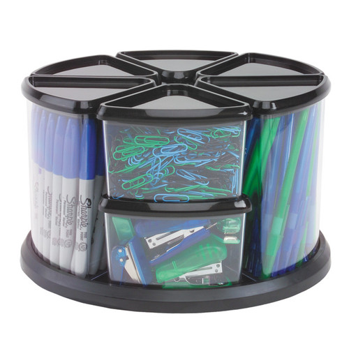 Deflecto Carousel Rotating Organizer, 9-Bin, Black DEF39010104