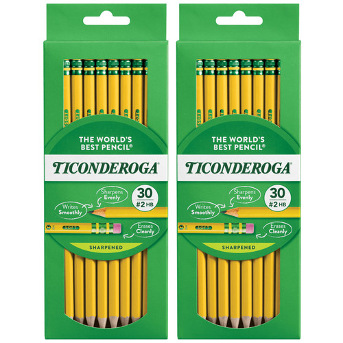 Ticonderoga No. 2 Pencils, Pre-Sharpened, 30 Per Pack, 2 Packs DIX13830-2
