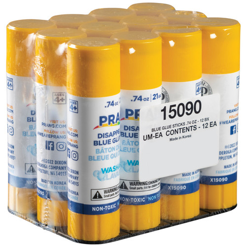 Prang Washable Glue Stick, Blue, .74 Oz, Pack Of 12 DIX15090-12