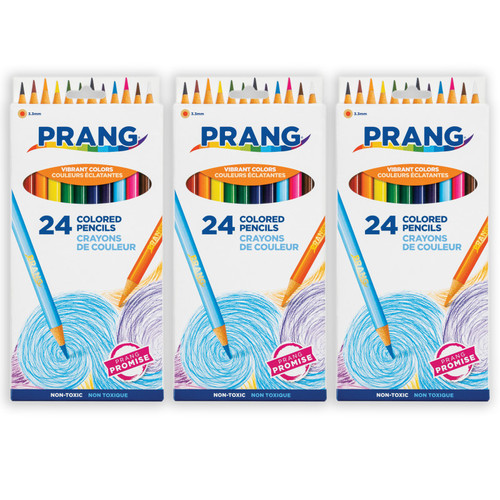 Prang Thick Core Colored Pencils, Assorted Colors, 3.3 Mm Core, 24 Per Pack, 3 Packs DIX22240-3