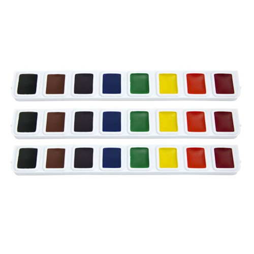 Prang Half Pan Watercolor Refill Tray, 8 Colors, 3 Per Box, 3 Boxes DIX82000-3