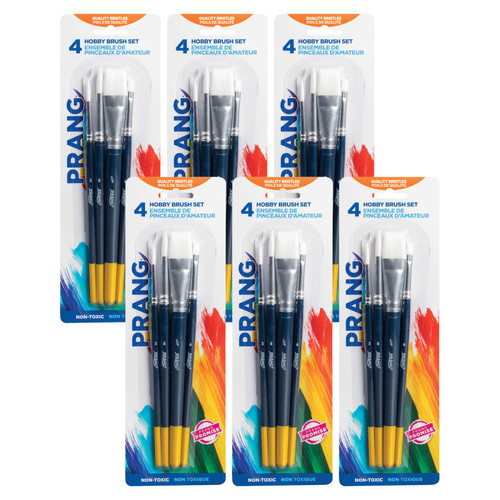 Prang Hobby Paint Brush Set, Assorted Sizes, 4 Per Set, 6 Sets DIX94006-6