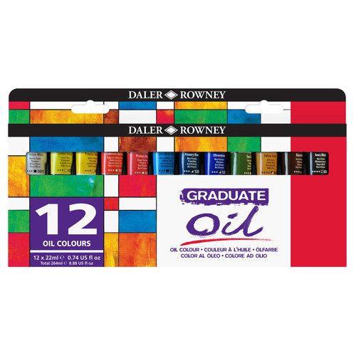 Daler-Rowney Graduate Oil Paint Set, Assorted Colors, 22Ml, 12 Pieces DRWD1175220123