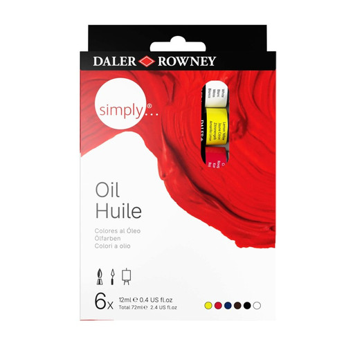 Daler-Rowney Simply... Oil Paint Set, Assorted Colors, 12Ml, 6 Pieces DRWD118500006