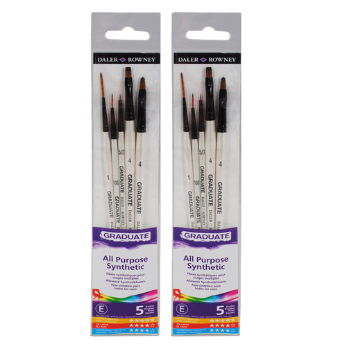 Daler-Rowney Graduate Detail Brush Set, Synthetic, 5 Pieces Per Set, 2 Sets DRWD212550003-2