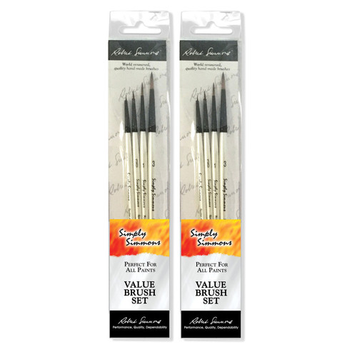 Daler-Rowney Simply Simmons Dot The Eyes Brush Set, 4 Pieces Per Set, 2 Sets DRWD255400007-2