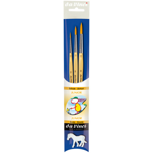 Da Junior Synthetics Student Brushes, Synthetic, Acrylic & Tempera, Round, Series 303, Assorted Sizes, 3 Brush Set DVXVA42120