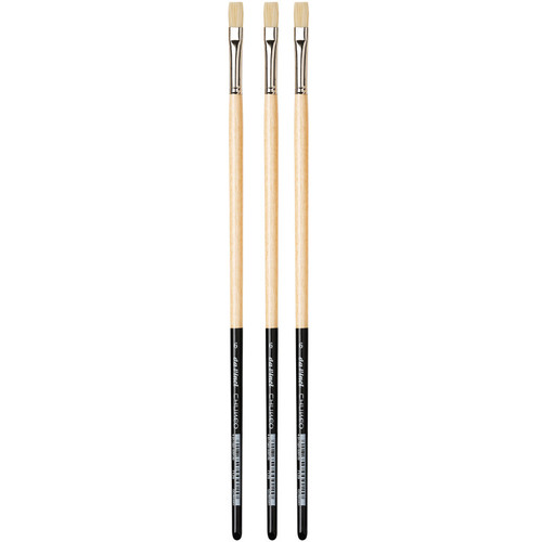 Da Chuneo Synthetic Hog Bristle, Oil, Flat, Series 7129, Size 6, Pack Of 3 DVXVA71296-3