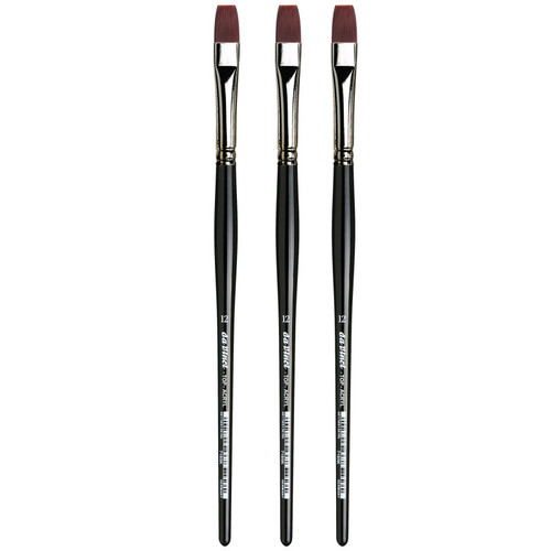 Da Top-Acryl Bright Red-Brown Brush, Synthetic, Acrylic & Oil, Flat, Series 7185K, Size 1, Pack Of 3 DVXVA7185K1-3