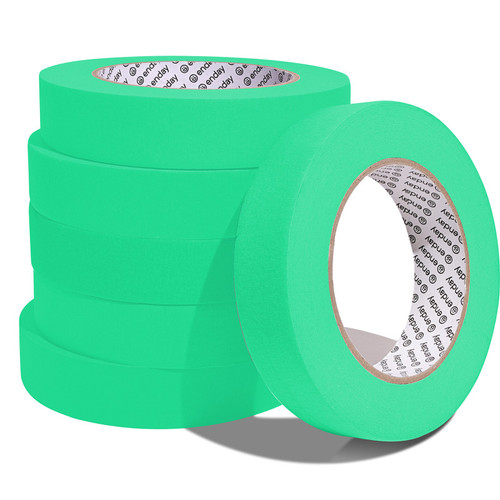 Enday Masking Tape, 1" X 60 Yards, Green, Pack Of 6 EDY81386