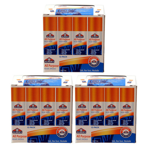 Elmer'S All Purpose Glue Stick, 0.21 Oz, 12 Per Pack, 3 Packs ELME510-3