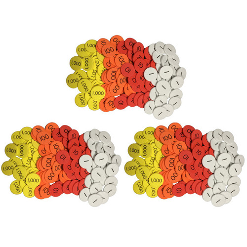 Sensational 4-Value Whole Numbers Place Value Discs, 100 Per Set, 3 Sets ELP626636-3