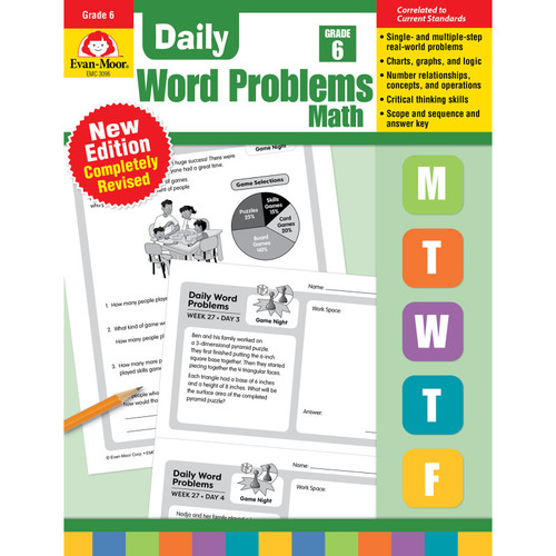 Evan-Moor Daily Word Problems Math, Grade 6 EMC3096