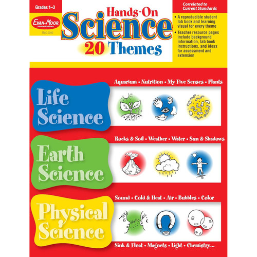 Evan-Moor Hands-On Science 20 Themes Book, Grades 1-3 EMC5000
