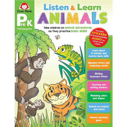 Evan-Moor Listen And Learn Animals, Grade Prek EMC6134