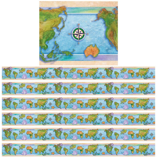 Edupress Border World Continents, 35 Feet Per Pack, 6 Packs EP-3304-6
