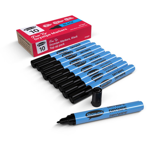 Show-Me Fine Tip Slim Barrel Dry Erase Markers, Black, Box Of 10 EPTFPSDP