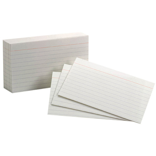 Oxford White Commercial Index Cards, 3" X 5", Ruled, 100 Per Pack, 10 Packs ESS00031