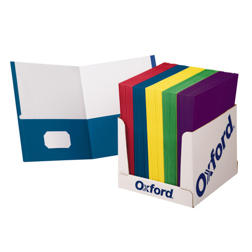 Oxford 2-Pocket Portfolio Paper, Assorted Colors, Pack Of 100 ESS50763