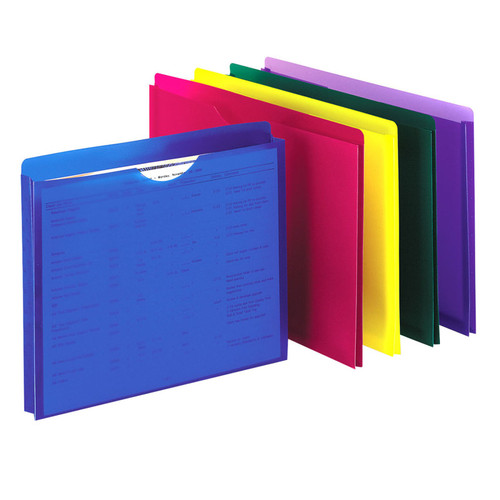 Pendaflex Poly File Jackets, Letter Size, Assorted Colors, Pack Of 10 ESS50990