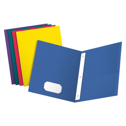 Oxford Twin Pocket Folders With Fasteners, Letter Size, Assorted Colors, Box Of 25 ESS57715