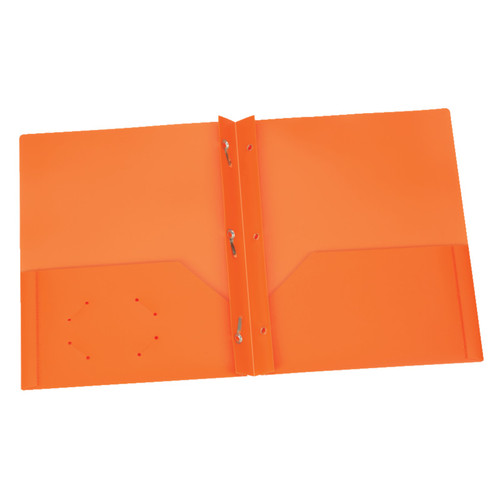 Oxford Poly Two Pocket Portfolio With Prongs, Orange, Pack Of 25 ESS76023