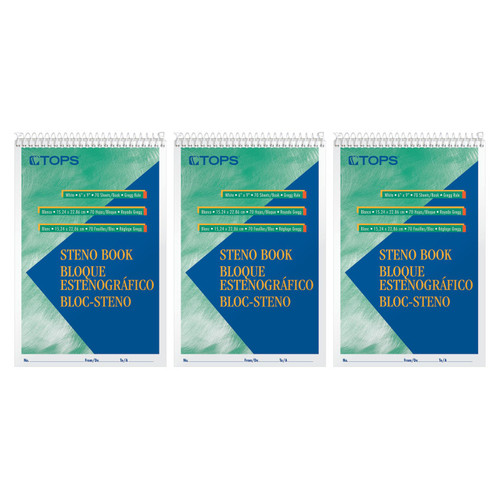 Tops Steno Books, 6" X 9", Gregg Rule, 80 Sheets, Pack Of 3 ESS8020-3