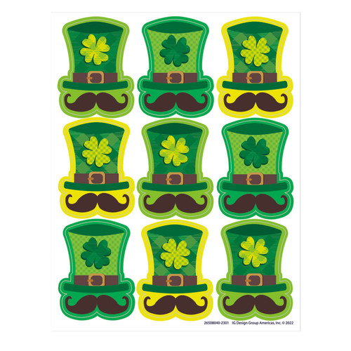 Eureka St. Pat'S Hats Giant Stickers, 36 Per Pack, 12 Packs EU-650804-12