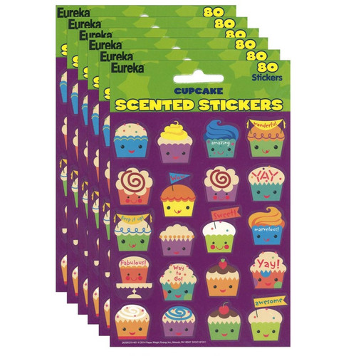 Eureka Cupcake Scented Stickers, 80 Per Pack, 6 Packs EU-650921-6