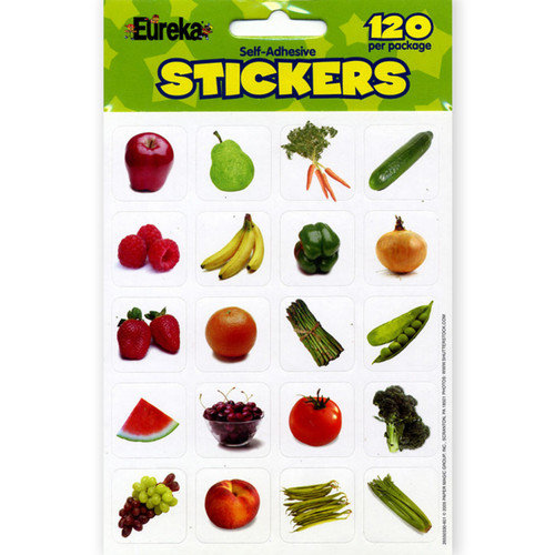 Eureka Fruits & Vegetables Theme Stickers, Pack Of 120 EU-655033