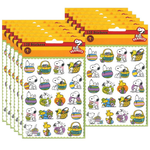 Eureka Peanuts Easter Theme Stickers, 120 Per Pack, 12 Packs EU-655061-12