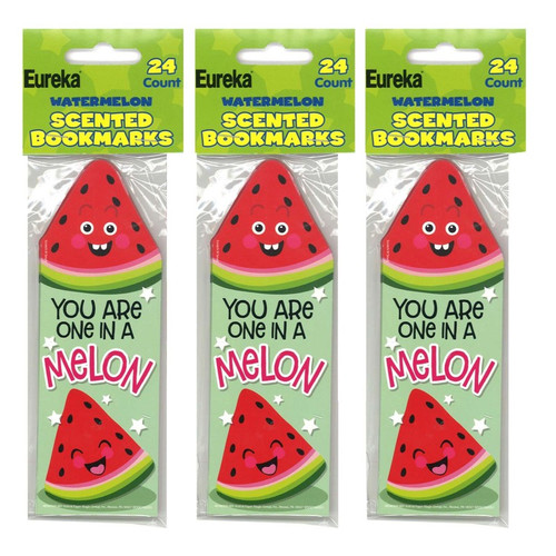 Eureka Watermelon Scented Bookmarks, 24 Per Pack, 3 Packs EU-834039-3