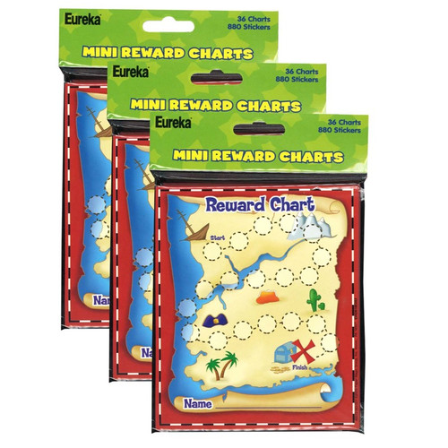 Eureka Treasure Hunt Mini Reward Charts With Stickers, 36 Charts Per Pack, 3 Packs EU-837016-3