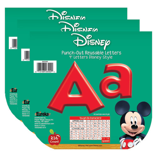 Eureka Mickey Mouse Clubhouse Mickey Red Deco 4" Letters, 216 Per Pack, 3 Packs EU-845049-3