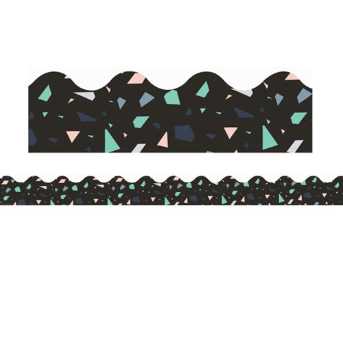 Eureka Simply Sassy Black Terrazzo Deco Trim Extra Wide Die Cut, 37 Feet EU-845321
