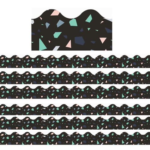 Eureka Simply Sassy Black Terrazzo Deco Trim Extra Wide Die Cut, 37 Feet Per Pack, 6 Packs EU-845321-6