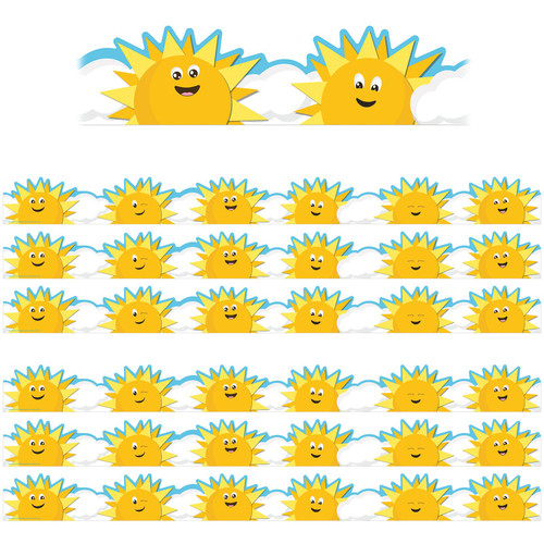 Eureka Growth Mindset Sun & Clouds Deco Trim Extra Wide Die-Cut, 37 Feet Per Pack, 6 Packs EU-846303-6