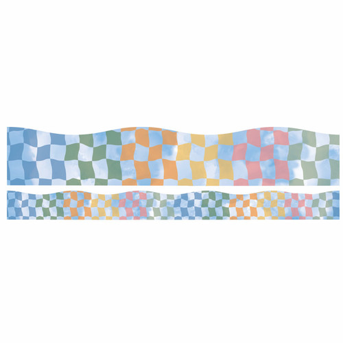Eureka Rainbow Checkered Sky Extra Wide Deco Trim, 37 Feet EU-846364