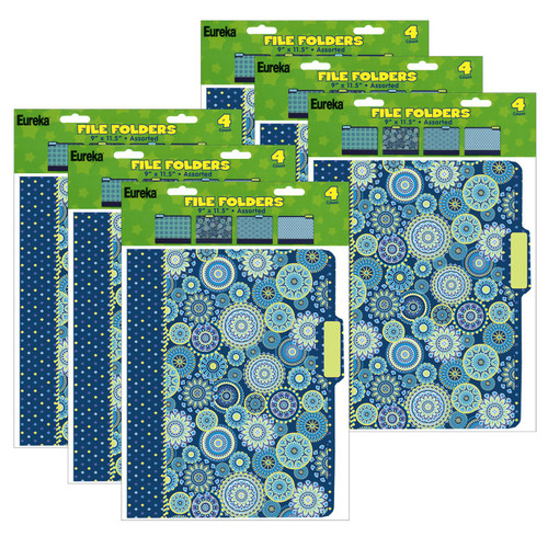 Eureka Blue Harmony File Folders, 4 Per Pack, 6 Packs EU-866413-6