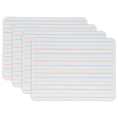 Flipside Two-Sided Dry Erase Board, Plain/Red & Blue Ruled, 9" X 12", Pack Of 4 FLP100344