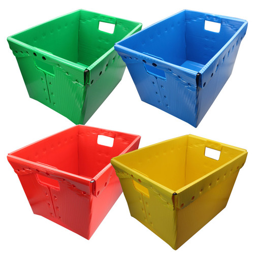 Flipside Primary Assorted Plastic Storage Postal Tote - 4 Pack FLP40192