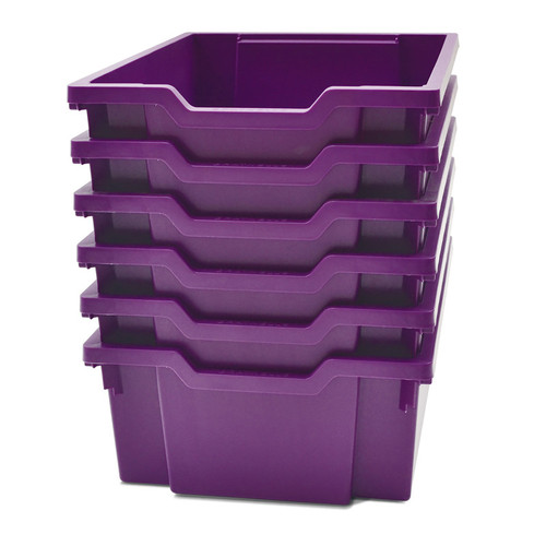 Gratnells Deep F2 Tray, Plum Purple, 12.3" X 16.8" X 5.9", Heavy Duty School, Industrial & Utility Bins, Pack Of 6 GTSF0205P6