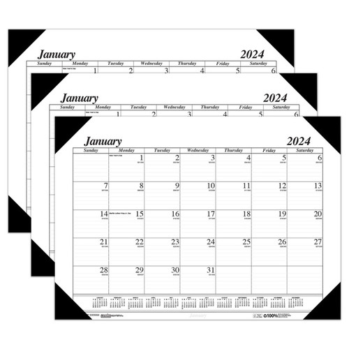 House Academic Economy Desk Pad, 12 Months, January-December, Pack Of 3 HOD12402-3