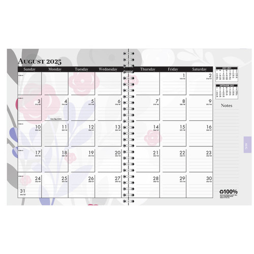 House Monthly And Weekly Academic Calendar Planner, Wild Flower, July-August, 7" X 9" HOD295474