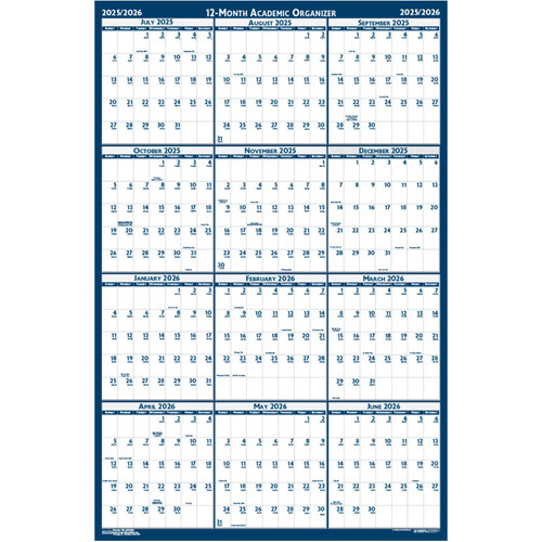House Laminated Wipe Off Wall Academic Calendar, Reversible, 18" X 24" HOD3965