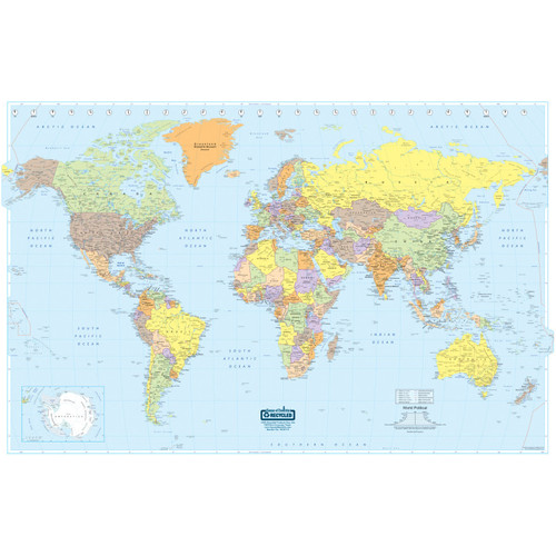House Laminated World Map, 50" X 33" HOD710