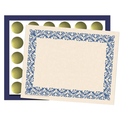 Hayes Art Deco Set - Blue Border Paper, Plain Folders, Gold Seals H-VA438