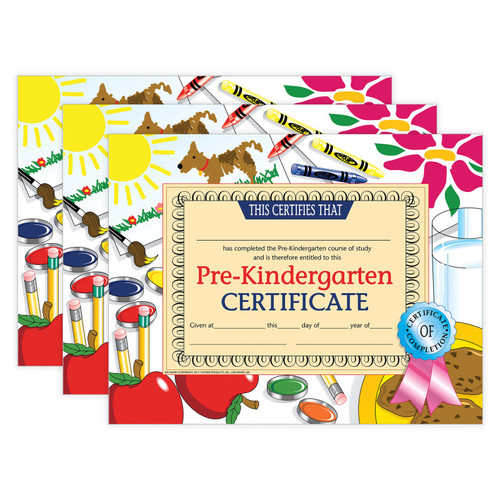 Hayes Pre-Kindergarten Certificate, 8.5" X 11", 30 Per Pack, 3 Packs H-VA499-3