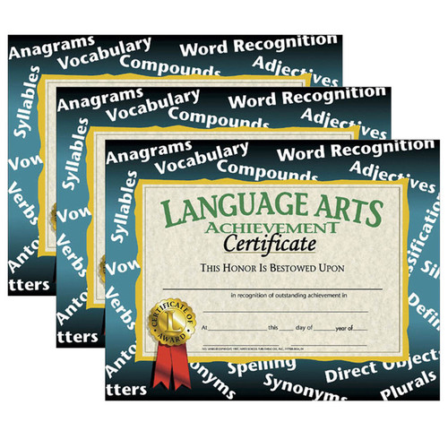 Hayes Language Arts Achievement Certificate, 30 Per Pack, 3 Packs H-VA585-3